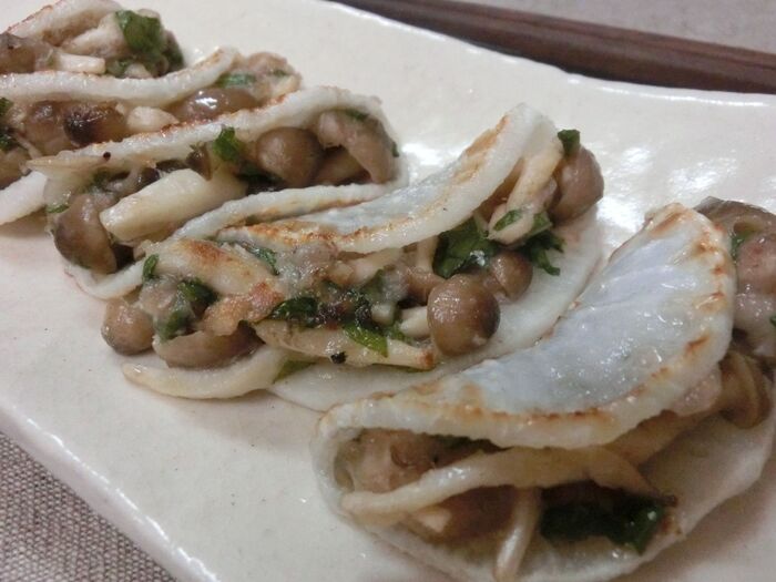 味つけは柚子胡椒だけ♪ サバときのこの大根餃子