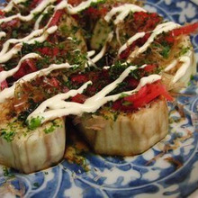 3分で完成! じゅわっとジューシーな蒸しなすのたこ焼き風