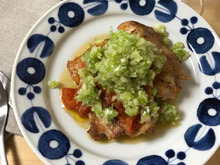 オリーブオイルのねぎ塩ダレで♪チキントマトソテー