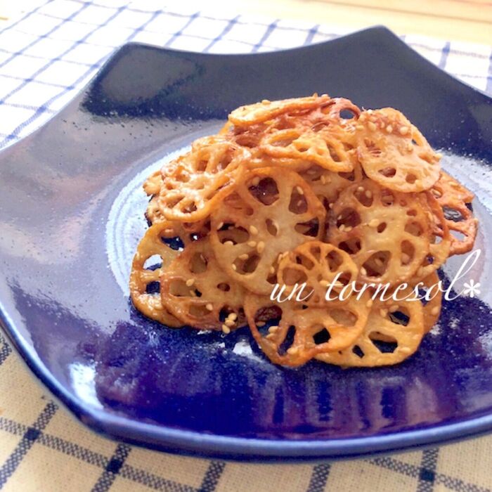 冷え性予防に‼しょうが醤油がけレンコンチップ