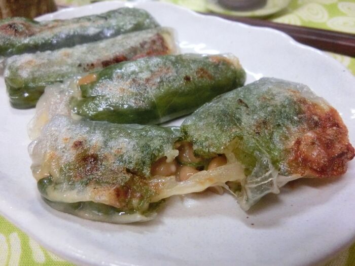 ビールまで3分☆ 納豆チーズのライスペーパー巻き焼き