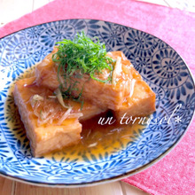 薬味たっぷりで食欲増進に‼食べたくない日でも食べたい☆厚揚げのみょうがあん