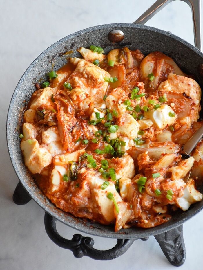 辛旨!♥ビールtoごはん♥焼キムチ豆腐【#包丁不要 #フライパン #食欲 #ヘルシー】3分