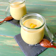 火を使わず、材料3つ‼動脈硬化予防に☆豆乳とうもろこしプリン