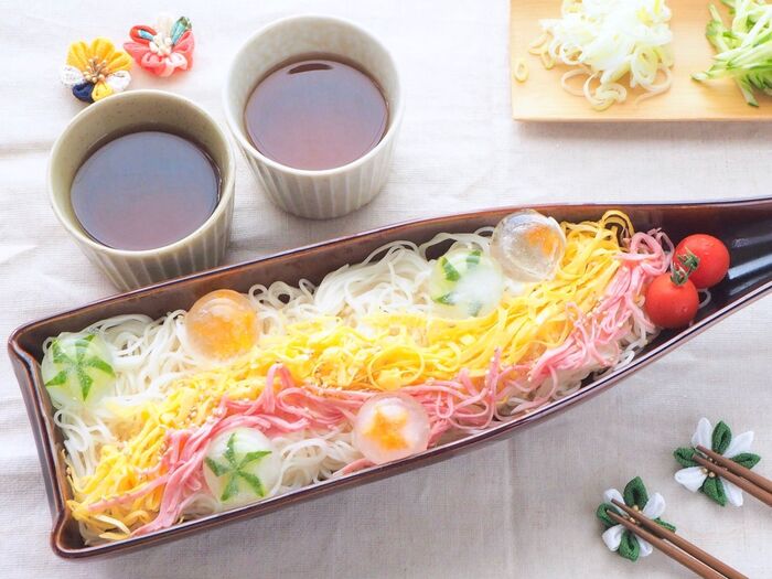 そうめんで天の川を表現!