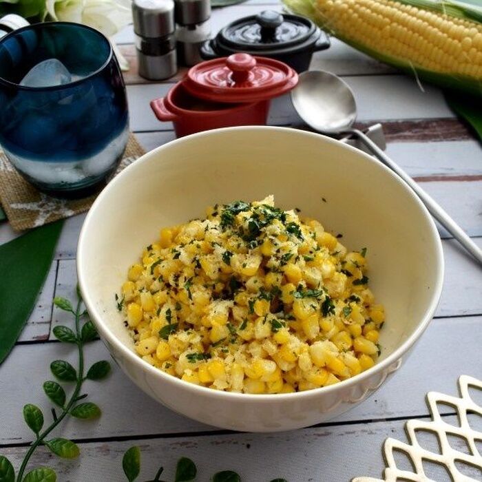 レンジで簡単!チーズ風味のバターコーン