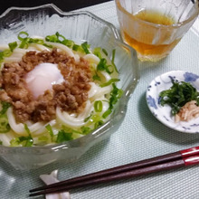 夏バテしたら ♡肉そぼろ トロ玉うどん♡