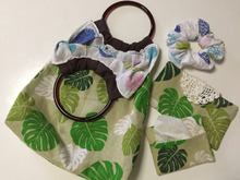 100均 てぬぐい2枚 de 夏のリバーシブルバッグ&小物♪