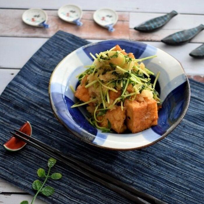 あと一品という時に!厚揚げと豆苗のおろしポン酢和え