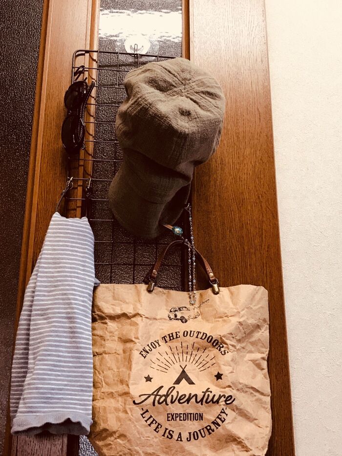 お出かけに必要なもの❣️ ワイヤーラティスに吊るすだけ♬