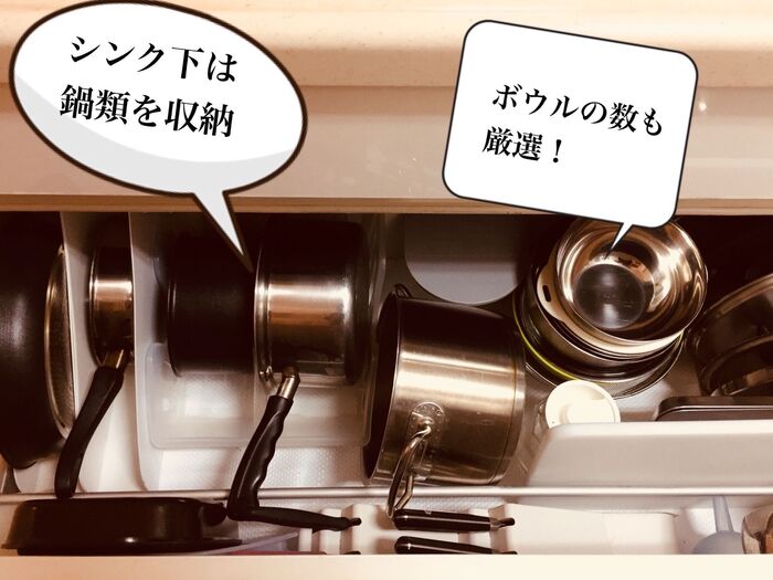 鍋類はシンク下