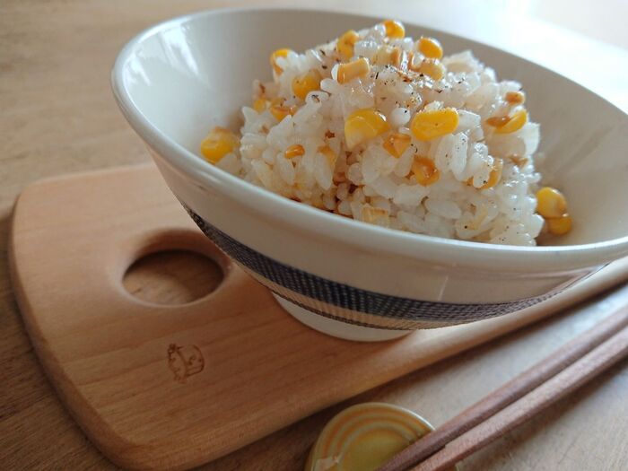 絶品!止まらない!焦がしバター醤油とうもろこしごはん