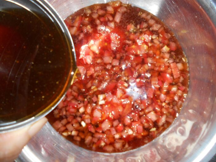 Step1 Cの材料でトマトつゆを作る。