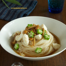 食欲のないときにもツルッと なめこおくら豆腐そうめん