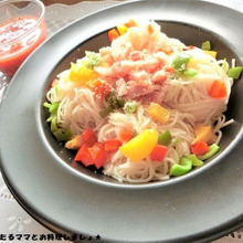 缶詰で簡単★ピザ風そうめん