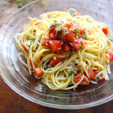 大葉香る♪しらすとトマトの冷製パスタ