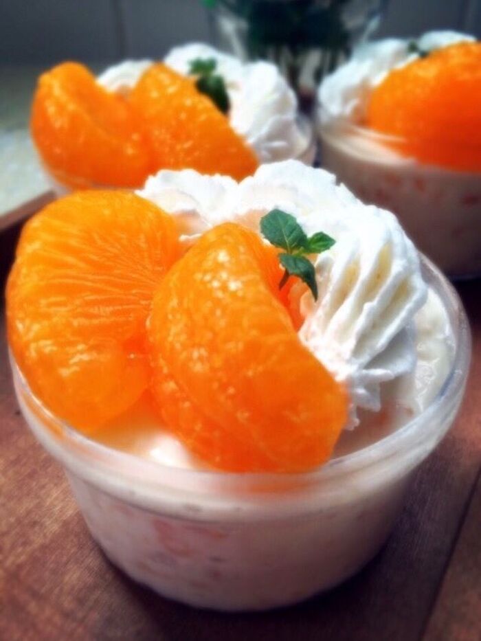 みかん缶で♡つぶつぶみかんヨーグルトのグラススイーツ