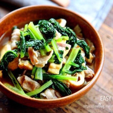 ♡じゅわっと染みうま♡豚肉と小松菜の和風煮♡【#油揚げ#簡単#時短#節約】
