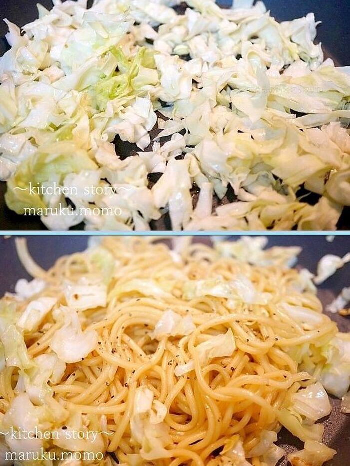 3.ラーメン風焼きそばを作る。