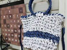 ズパゲッティ✖100均でショルダーにもなるプラハンドルのトートをハンドメイド