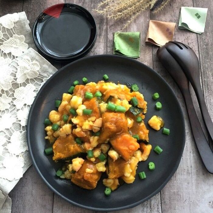 秋の香り~かぼちゃのエビそぼろあんかけ