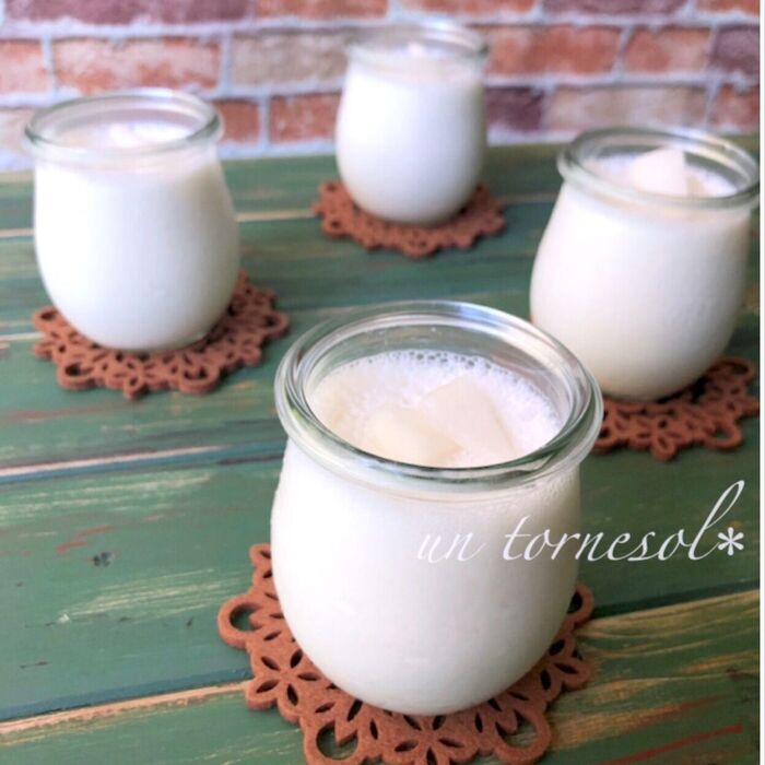 ミキサーで混ぜるだけ‼シャリシャリ食感の梨のヨーグルトムース風