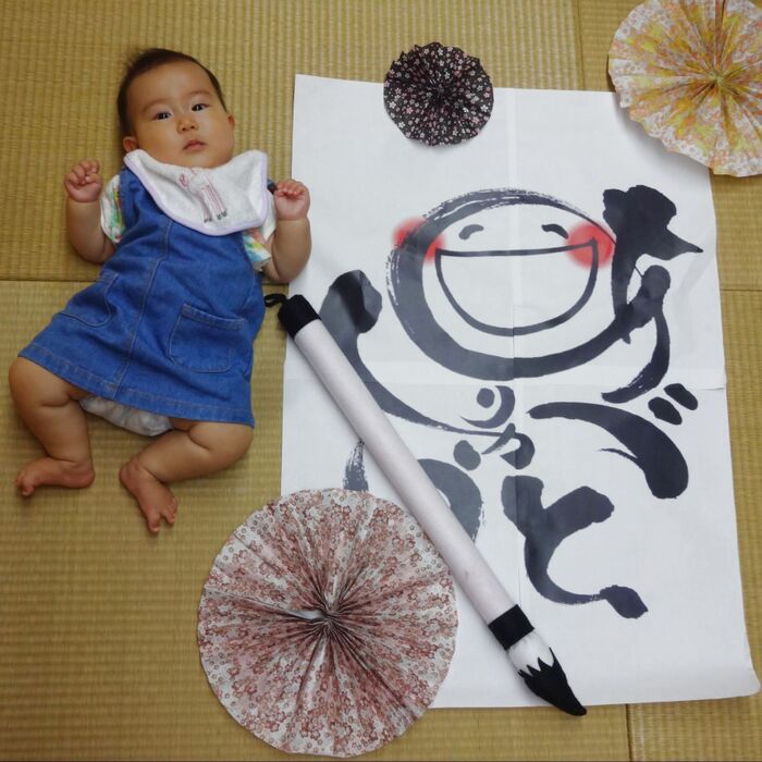 キッズフォトブース★書道アートの仕立て方