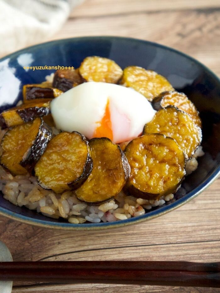 シンプル、だけどご飯がすすむ なすの甘辛生姜照り焼き丼