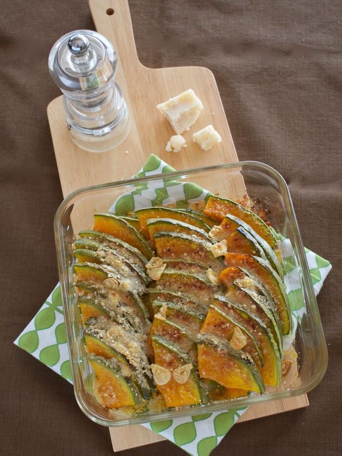 かぼちゃ煮に飽きたら かぼちゃのガーリックチーズ焼き