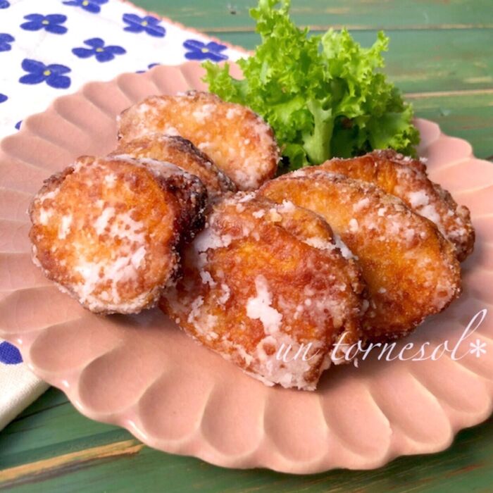 【アレンジレシピ】サクッとフワッと味ぽん香る♪味ぽんのさっぱり鶏チャーシューde竜田揚げ