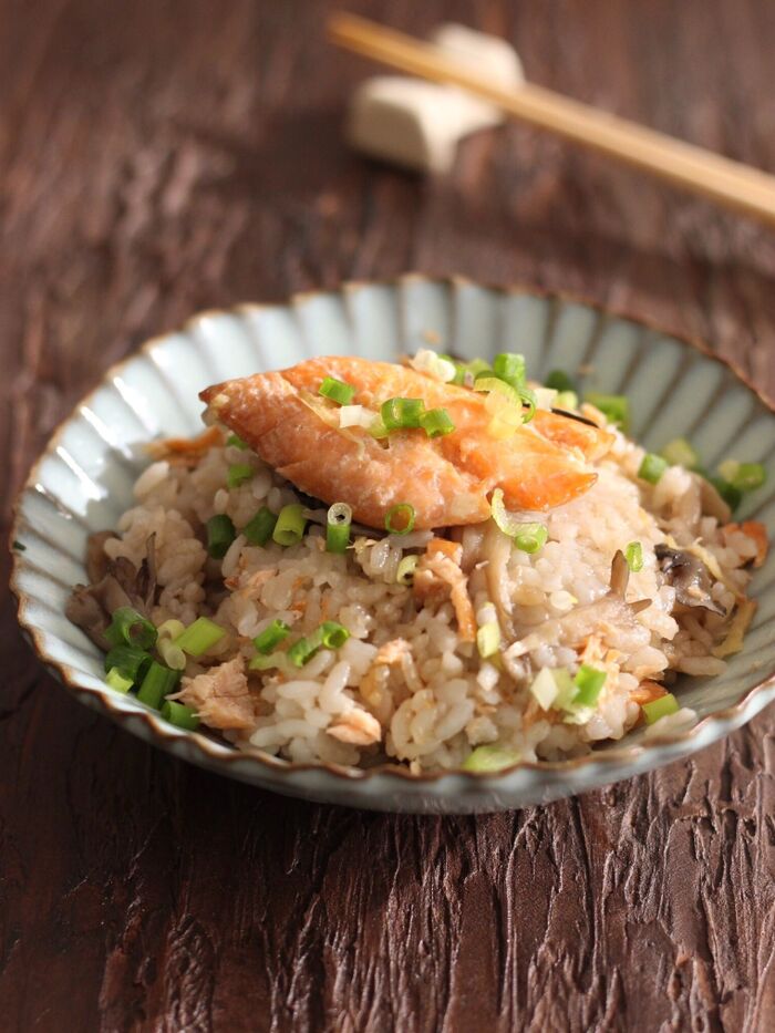 秋鮭と舞茸の炊き込みご飯/食材3つ