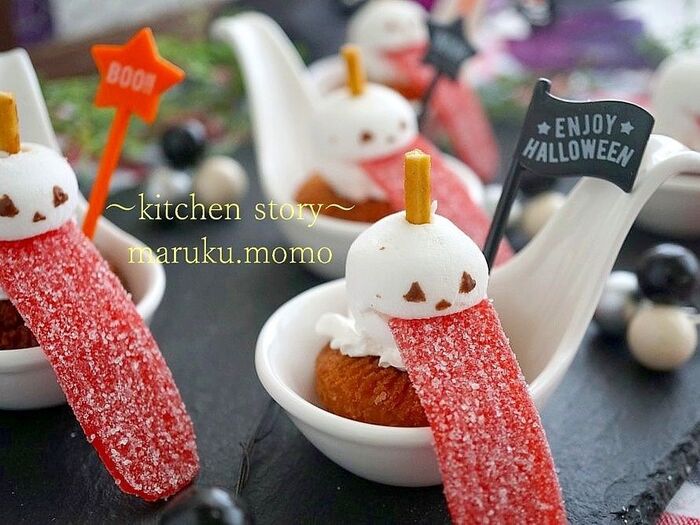 市販のお菓子で作る!ハロウィンのパンプキンお化け