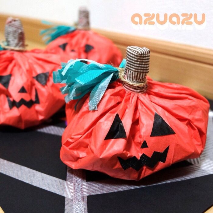 【ハロウィン】ペーパーナプキンでかぼちゃおばけラッピング!
