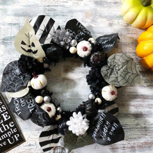 【100均リメイク】まだ間に合う!モノトーンの大人ハロウィンリース作り☆