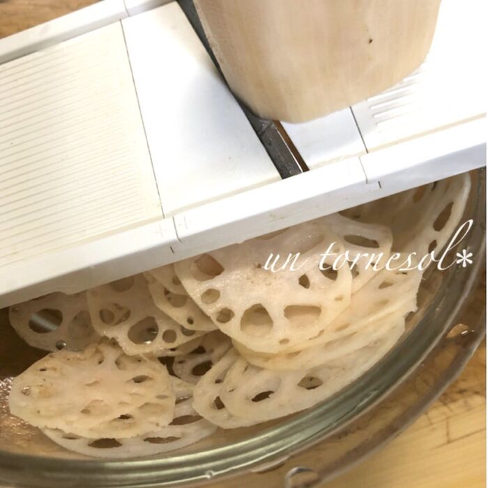 ①均等に切れるので、スライサ―が楽チン♪