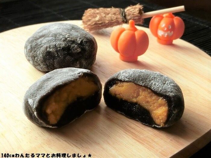 レンジで簡単★かぼちゃあんのココア大福