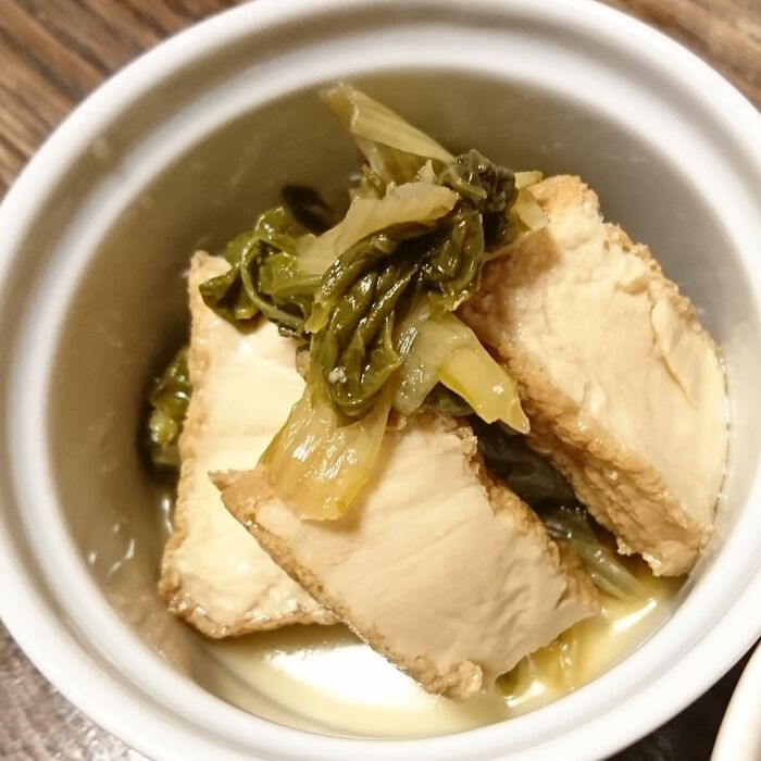 献立=しろ菜と厚揚げのささっと煮