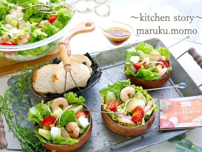 簡単わさびドレッシング?アボカドとグレープフルーツのサラダ