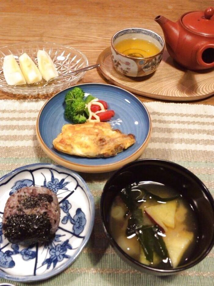 【信号機の色エレメント】で栄養バランス良し❣️定番の朝ごはん