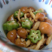 3分常備菜☆ なめことオクラの生姜ポン酢漬け