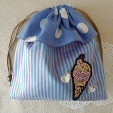 フリルが可愛い!簡単/巾着ポーチ