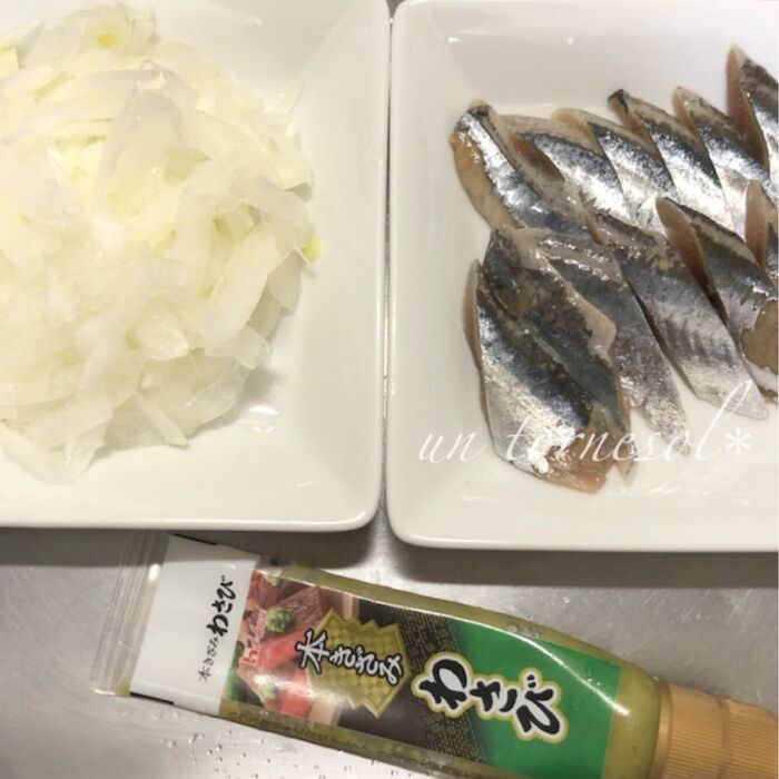 ①玉ねぎはさっと水にさらして、よく絞って!