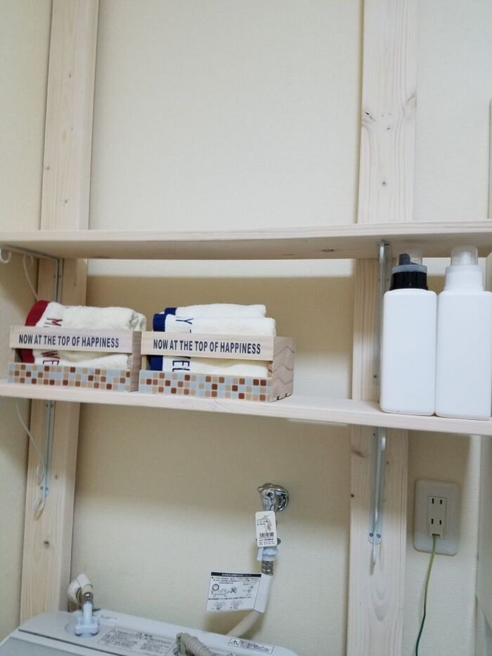 ラブリコと100均で脱衣場にナチュかわラックをDIY