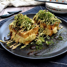 切ってはさんで焼くだけ~チーズとろ~りネギたっぷり厚揚げ お好み焼き風