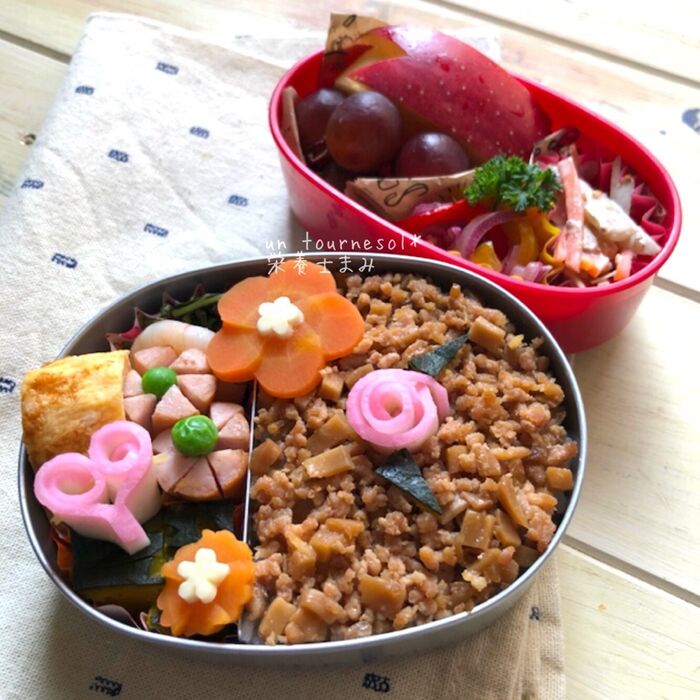 免疫力アップで満腹❤娘ちゃん弁当❤【過去レシピ引用】レンジで簡単『ごぼうのコールスローサラダ』