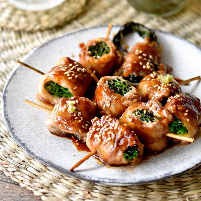 【人気のおかず】豚バラ肉巻き💛照り旨ねぎだく