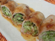 千切りキャベツとチーズを巻いて♪ 豚肉のくるくる生姜焼き