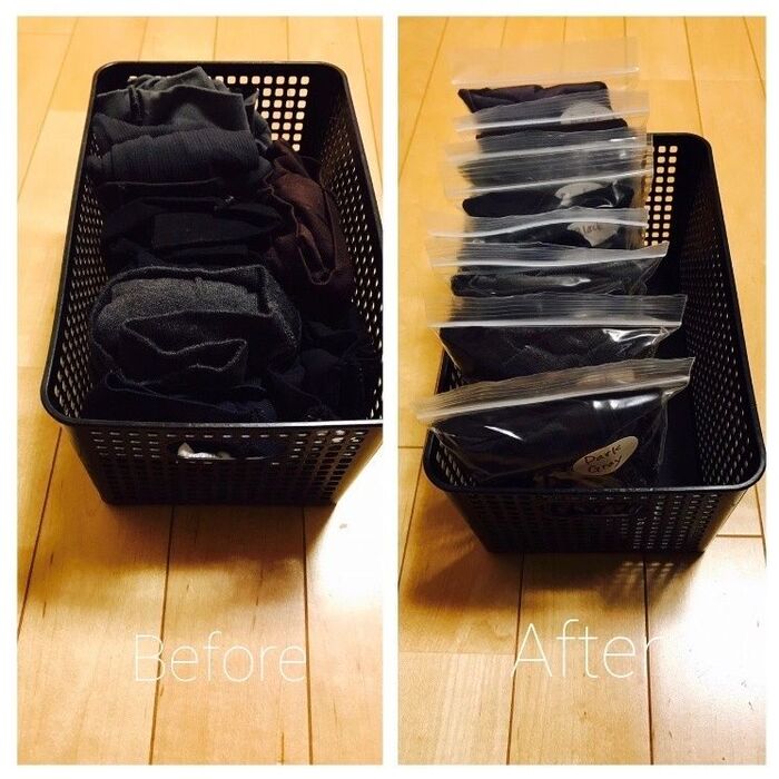 袋に入れることで厚みを抑える