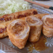 うま味がじゅわっと広がります♪ 豚の油揚げ巻き生姜焼き