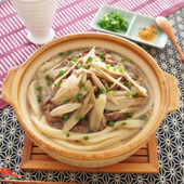 2つの食材で作る!鍋うどん「肉ごぼう鍋うどん」